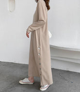 Casual Solid Color Side Slit Loose Dress